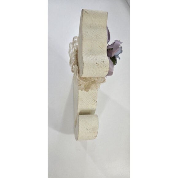 Vtg Wood Primitive Country Kitty Cat Floral Bow Farmhouse Shabby Chic Cottage - Picture 5 of 12